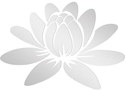 VORCOOL 3D Lotus Acryl Wandaufkleber Abnehmbare Spiegel Aufkleber Umweltfreundliche Wandtattoos für Schlafzimmer Wohnzimmer Badezimmer Dekoration (Silber)