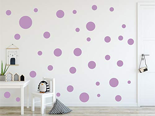 Timalo® XL Aufkleber Punkte Wandtattoo Kinderzimmer bunte große Kreise Pastell Uni Matt Wandsticker | 73081-flieder-40