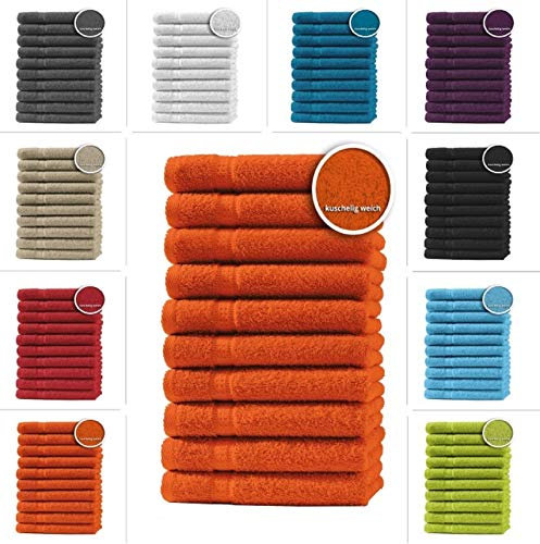 one-home 10er Set Gästetücher Handtücher Duschtücher Badetücher Frottee 100% Baumwolle, Produktart:Handtücher 50x100 cm, Präzise Farbe:Terracotta/Orange