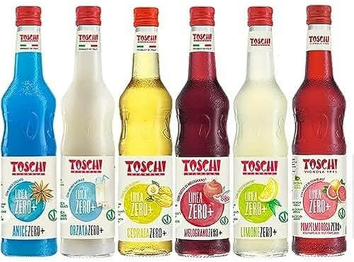Toschi Drink della tradizione Italiana Zero + Toschi 560 ml nei gusti Anice, Pompelmo Rosa, Limone, Melograno, Cedrata ed Orzata. Bottiglie