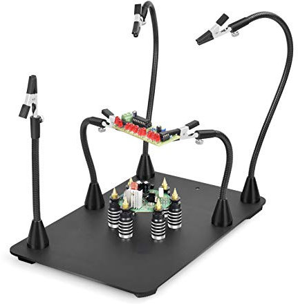 Helping Hands with Big Magnet Base, Soldering Third Hand with 6 PCB Pillars Circuit Board Holder and 5 Flexible Metal Arms Heavy Duty Base for Repair/Resoldering/Hobby/Crafts