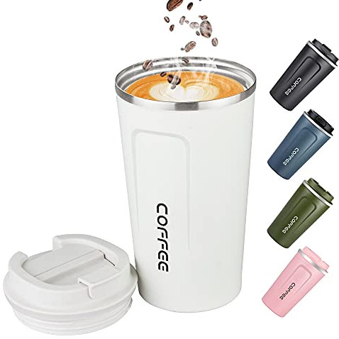 Big seller 17oz (500ml) Vacuum Insulated Travel Mug, Leakproof Double Wall Stainless Steel Reusable Coffee Cup with Lid for Hot & Cold Drinks, White