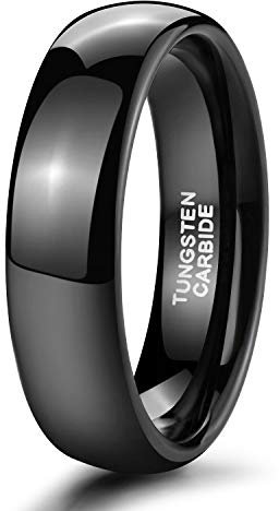 Zakk Ringe Damen Herren Schwarz Wolfram Schmal Schlicht Poliert Ring Verlobungsringe Eheringe Partnerringe 2mm 4mm 6mm 8mm (6mm, 62 (19.7))