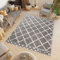 TAPISO Boho Fringes Teppich Hochflor Langflor Shaggy Fransenteppich Dunkelgrau Creme Karo Punkte Geometrisch Diamant Modern ÖKOTEX 140 x 200 cm