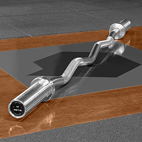 METIS EZ Curl Bar - Tricep Bar for Arm Weights Exercises | Weight Bars For Lifting | Bicep Curl Bar | Strength Training Equipment | EZ Weight Bar (+ Pair of 10kg Weight Plates)