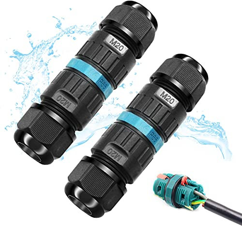 Kabelverbinder Wasserdicht IP68,2 Stück 3-Polig Erdkabel Verbinder Abzweigdose für Ø5-12 mm Kabeldurchmesser, Verbindsmuffen Kabelmuffe Verteilerdose Verbindungsbox für Außen Garten Outdoor