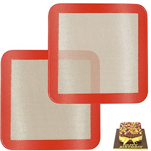 Quadratische Silikon-Backmatten für 22.9 cm Kuchenform, 21.6 cm lebensmittelecht, professionelle Keksbleche für Brownie-Pfanne, 2 Stück