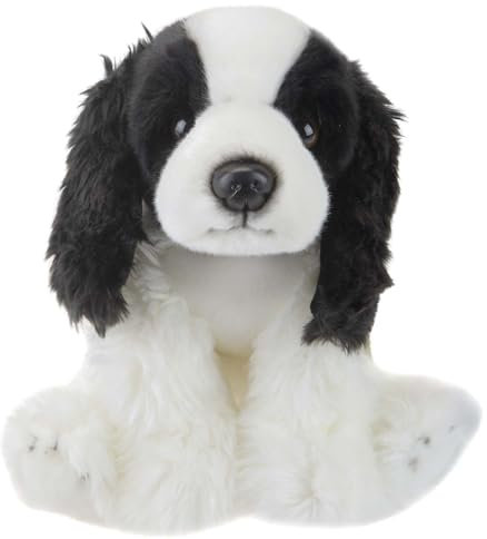 PMS VFM - Cocker Spaniel Dog Plush 30cm Soft Toy (White & Black) Super Fluffy Luxury Lifelike Stuffed Animal Teddy Gosh Designs - Natural World Collection