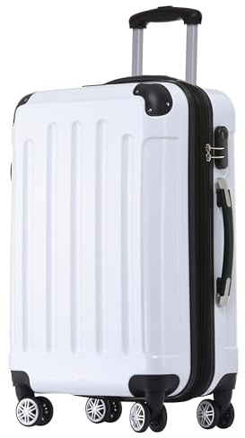 BEIBYE Zwillingsrollen 2048 Hartschale Trolley Koffer Reisekoffer in M-L-XL-Set in 15 Farben (White, XL)
