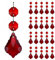 GOLDENHAITAI Kronleuchter-Kristalle, Ahornblatt-Prismen-Anhänger, verbundene Glasperlen, Kette für Kronleuchter, Dekoration, 38 mm, Rot, 20 Stück