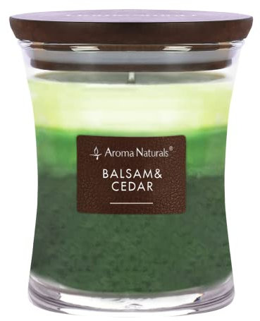 Aroma Naturals Duftkerze im Glas – hochwertiges Sojawachs, rauchfreier Baumwolldocht, lange Brenndauer von 45 Stunden(Balsam & Zeder)