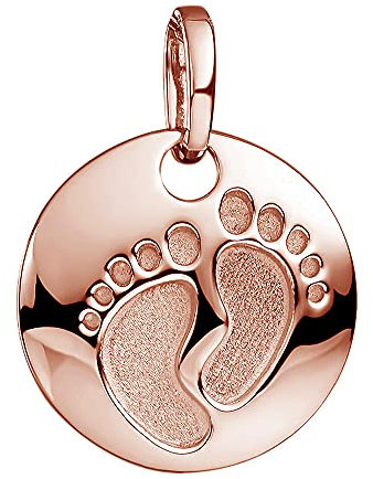 Materia Runder Kettenanhänger Rosegold Silber 925 Fußabdruck 16mm KA-454-Rose_ohne_Kette
