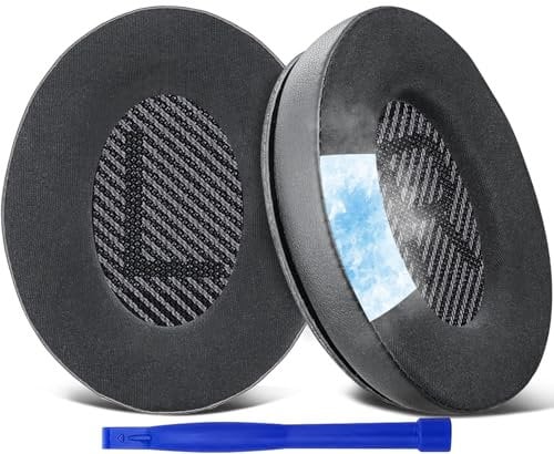 SoloWIT Cooling-Gel Ear Pads Cushions Replacement, Earpads for Bose QuietComfort 35 (QC35) and Quiet Comfort 35 II (QC35 II) Over-ear Headphones, Noise Isolation Foam - QC35 CG Black