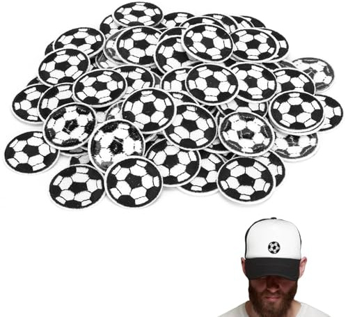 100 PCS Iron on Patches, 3cm/1.2in Football Patches for Clothing Cute DIY Clothes Patches Embroidery Iron on Patches for Clothes Football Embroidery Patches for T-Shirt Jean Clothes Bag Jacket
