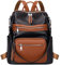 ALTOSY Sac a Dos Femme Cuir Veritable Grand Élégant Sac à Bandoulière Avec Compartiment Pour Ordinateur Portable Poches Multiples （S106 Noir/Marron