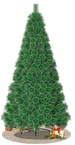 VA-Cerulean Sapin de Noël artificiel, 240 cm Aiguilles de pin vertes avec effet neige, Arbre de Noël difficilement inflammable, Montage rapide, Décoration de Noël avec support, Faux sapin