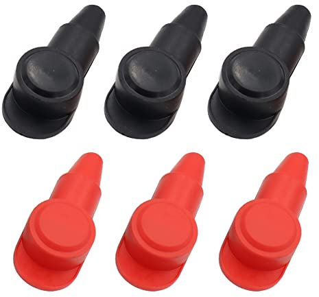 iSpchen 6 Stück Autobatterie Polabdeckung PVC Gummi Batteriepolabdeckung Batterie Klemmenabdeckung Batterieklemme Abdeckkappe Positiv und negativ Anschlussabdeckung Isolierung Schutzkappe Schwarz/rot