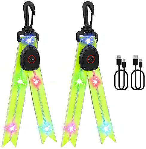 Aoreun LED Blinklicht Schulranzen, 2er Aufladbar Kinder Reflektoren Blinklicht Schulranzen Sicherheitslicht, Wasserdicht Sicherheit Licht Reflektor Anhänger für Schulranzen,für Rucksack, Wandern