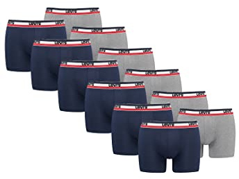 Levi's Sportswear Logo Herren Boxershorts Unterwäsche aus Bio-Baumwolle im 12er Pack, Farbe:Dress Blues, Bekleidungsgröße:M