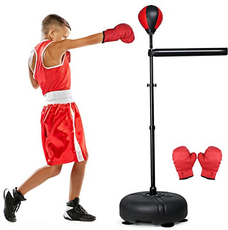 INNOLIFE Boxstange mit Boxsack, Höhenverstellbare Höhe, Boxen Spinning Bar, Boxen Speed Trainer Freistehender Reflex Punchingball Boxausrüstung für Teenager