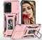 JIEZUIMEI Coque pour Samsung Galaxy S20 Ultra 5G Etui avec Coulissant Caméra, [360 Degrés Magnétique Ring Support] Doux Silicone Bumper + Militaire PC Dur Renforcée Armor Antichoc Housse Or Rose