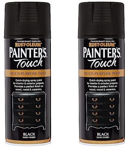 Rust-Oleum AE0050001E8 400ml Painter's Touch Spray Paint - Satin Black (Pack of 2)
