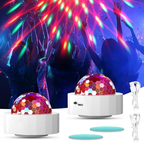 Mini Discokugel Partylicht, Bonlux Disco Lichter LED Party Lichter Musikgesteuert licht USB Type C DJ Strobe Disco Licht mit Nachtlicht für Kin