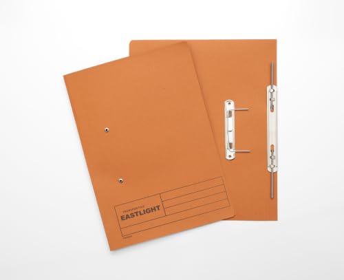 Eastlight Foolscap 38mm Transfer Spring Files, Orange, Pack of 25 | Colour may vary
