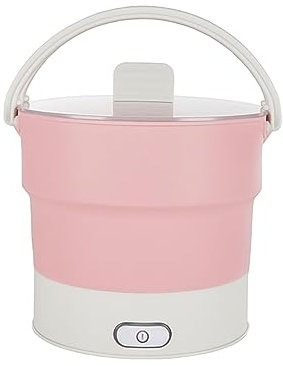 0.8L Foldable Electric Hot Pot Cooker Travel Electric Kettle Portable Fast Water Boiling Food Grade Silicone Tools Boil Dry Protection for Kitchen Dormitory Cooking Travel Camping Outdoor ( Color : Pi