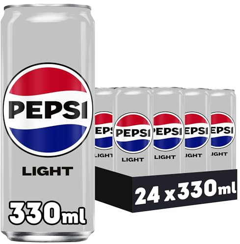 Pepsi Light Refresco de cola bajo en calorías y en azúcares, pack de 24 latas de 330 ml, 7.92 litros en total