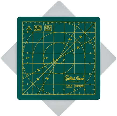 The Quilted Bear 20,3 x 20,3 cm rotierende Schneidematte/Bastelmatte, selbstheilend und um 360° drehbar, innovatives Verriegelungsdesign, rutschfeste Unterseite, mit 30/45/60-Grad-Markierungen (Grun)