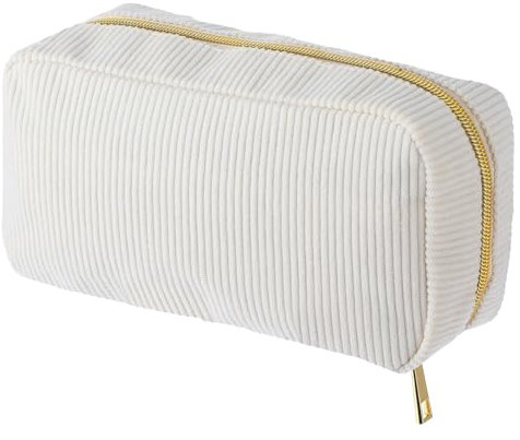 Giantree Petite trousse de toilette pour femme, sac de rangement simple avec 3 poches intérieures en Corduroy Sac de maquillage portable Voyage Trousse de toilette Peut contenir divers cosmétiques et