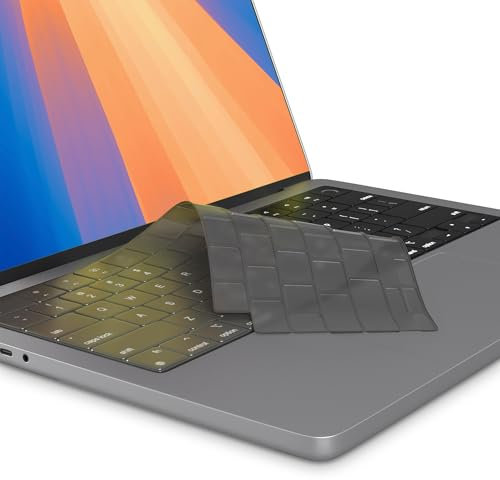 Kuzy Tinted Premium MacBook Pro 14 inch Keyboard Cover M4 16 2025 2024 2023 M3 M2 M1 Pro Max - MacBook Air 13 inch Keyboard Cover 15 M4 - A3240 A3241 A3401 A3403 A3114 A3113 - US Layout TPU, Tinted