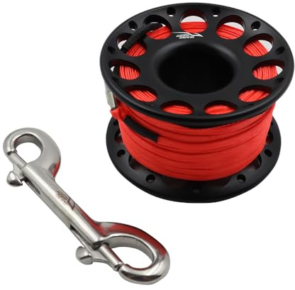 POFET 30 m Tauchspule, Reel Diver Spool Reel Cave Line Wheel mit Daumenstopper zum Tauchen, Schnorcheln, Wassersport (schwarz)
