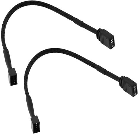 ECSiNG 2 adaptadores de ventilador ARGB estándar de 3 pines de 5 V a RGB de 4 pines, cable de 16,5 cm compatible con ventilador NZXT AER RGB y 2 RGB compatible con ventilador NZXT F120 RGB CORE