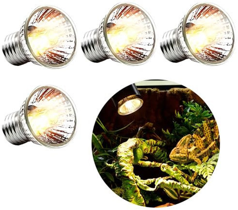 E27 Reptile Heating Bulb 220V 50W UVA UVB Basking Bulbs for Reptiles, Sunbathe Heat Lamp for Tortoise Lizard Chicks Gecko Chameleon Amphibian Insulation Calcium Supplementation