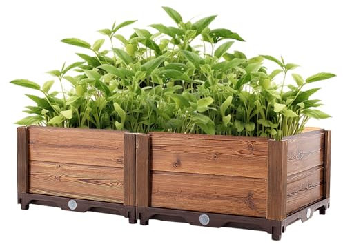 Preferspace Lit de Jardin en Bois, jardinière rectangulaire d'extérieur, jardinière pour Cour/Serre/légumes/Fleurs/Herbes