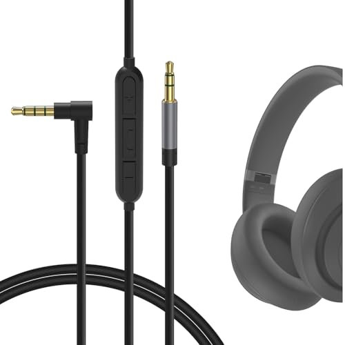 GEEKRIA Audio Cable with Mic and Mute Control Compatible with Sony WH-1000XM6, Beats Studio Pro/3, Solo 4 Headphones, 3.5mm Replacement Cord (4ft/1.2m)