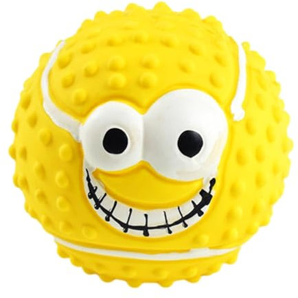 Qumiuu Quietschender Hundeball, Quietschende Hundebälle Aus Latexgummi, Langlebige, Weiche, Runde Kaubälle Mit Lustigem Gesicht, Interaktives Kauspielzeug Zur Zahnreinigung Für Welpen