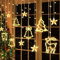Vorhang Weihnachtsbeleuchtung, Euakee Weihnachten Fenster Lichter, Sauglampe, Neuheit String Lichter mit hängenden Mini Xmas Figur Ornamente für Weihnachtsbaum, Fenster Vorhang, Wand, Kamin