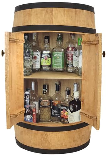 GSKDBCC Holzfass-Bar mit Türen, 80 cm hoher Getränkeschrank | Weinregal Chaser of Light