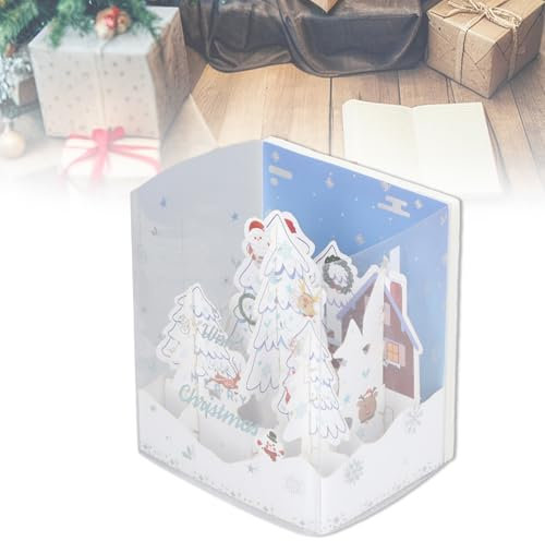 lvifloae 3D-Popup-Weihnachtskarten mit Musik, handgefertigt, durchbrochene Gravur, Schneelandschaft, 3D-Weihnachtskarten mit Pappe, Weihnachtskarten, Weihnachtskarten