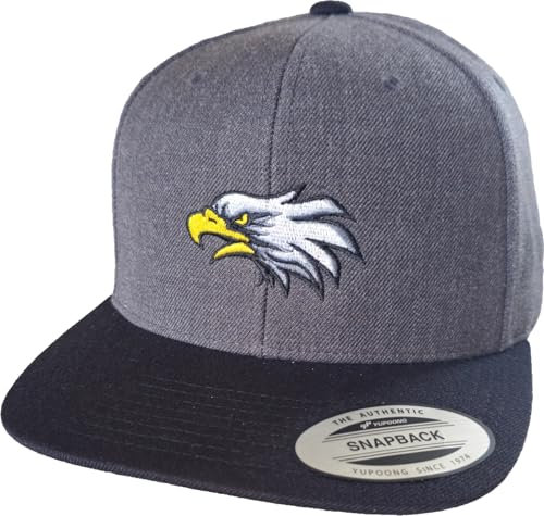 Baddery Cap Flexfit Snapback :USA Seeadler - Eagle Kappe Herren & Damen (One Size - Charcoal-Black)