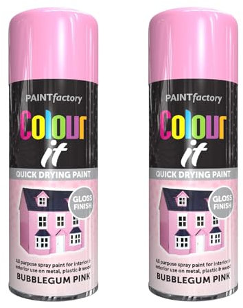 DIOXSTAR Bubblegum Pink Gloss Spray Paint, 400ml (2 PCS), Quick Drying, All Purpose, Indoor/Outdoor