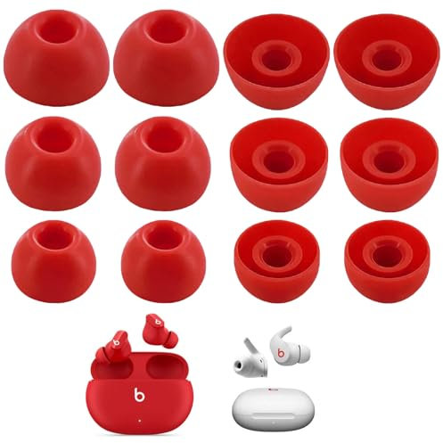 Miayaya Silicone Tips Replacement Earbuds Tips for Beats Studio Buds/Fit Pro Ear Tips Eartip Fit in The Charging Case Ear Covers, S/M/L, 6 Pairs, Red