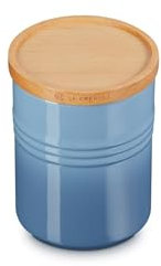 LE CREUSET Stoneware Medium Storage Jar with Wooden Lid, Stoneware, 540 ml, 10 cm, Chambray, 60825544340099
