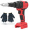 Kit pistola rivettatrice a batteria, 18V 360W Rivettatrice a batteria senza fili Luce LED incorporata, Utensile elettrico con pistola per rivetti con chiave, 20 rivetti e 2 guanti