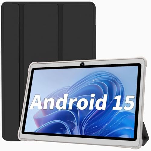 TUOHAITIME Android 15 Tablet 7 Inch Tablet, 9GB RAM 32GB ROM 1TB Expansion, Quad-core Processor, Dual Camera, 5G/2.4G WiFi, Bluetooth, Parental Control, Drop-Proof Case (Black)