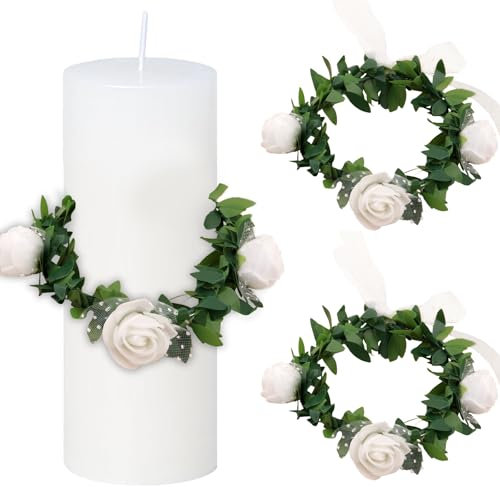 LUMOOM 2 candele antigoccia, per comunione, per comunione, battesimo, matrimoni (rosa)