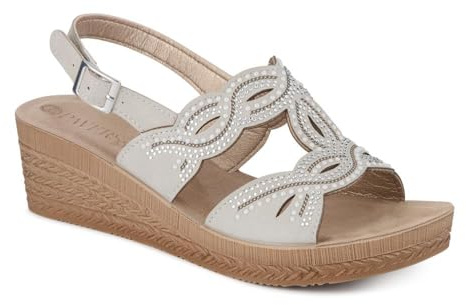 Pavers Buckle-Fastening Wedge Sandals - White Size 7